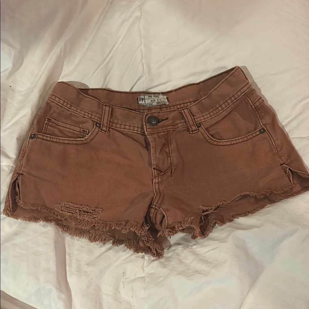 Free People- Distressed Brown Shorts